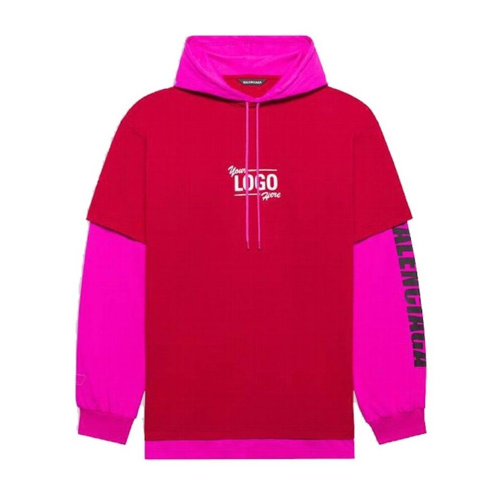 Balenciaga Your Logo Here Oversized Hooded Sweater in Raspberry Medium NWT